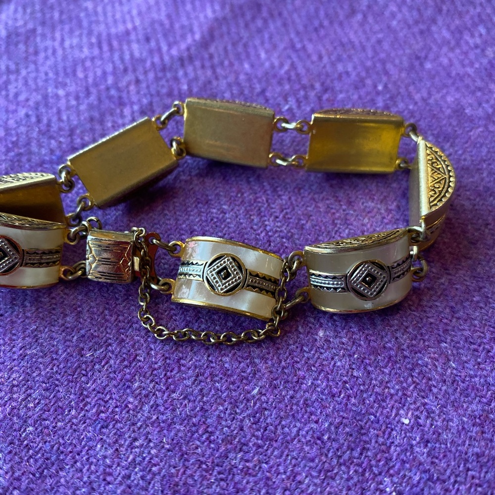 Inlaid brass bracelet